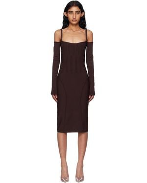 Mugler Burgundy Knit Midi Dress - Black