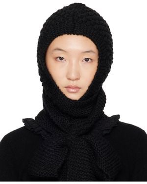 ShuShu/Tong Capuche À Nouer Noire En Tricot Exclusive À Ssense