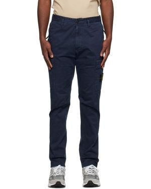 Stone Island ネイビー テーパード カーゴパンツ - ブルー