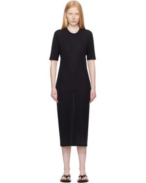 Ami Paris Cotton Short Sleeve Maxi Dress - Black