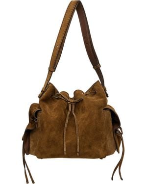 Acne Studios Tan Multipocket Suede Bucket Bag - Brown