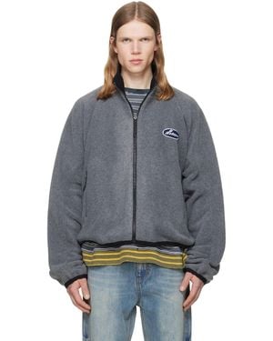 we11done String Fleece Zip-Up Jacket - Gray