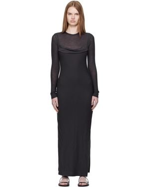 Nanushka Linora Draped Wool Jersey Maxi Dress - Black