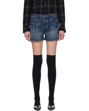 R13 Pouch Pocket Denim Shorts - Blue
