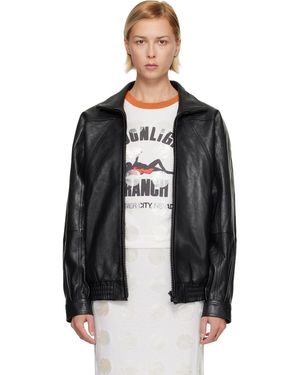 Conner Ives Blouson En Cuir À Manches Chauvesouris - Noir