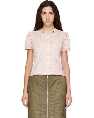 Simone Rocha Embellished Pointelle Puff Sleeve Cardigan - Multicolour