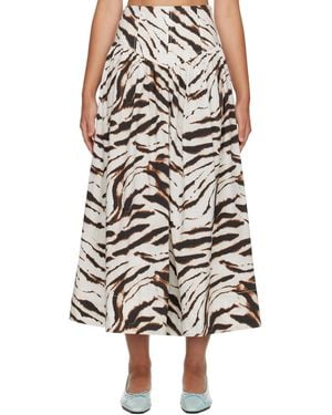 Ganni Off- & Zebra Cotton Maxi Skirt - Black