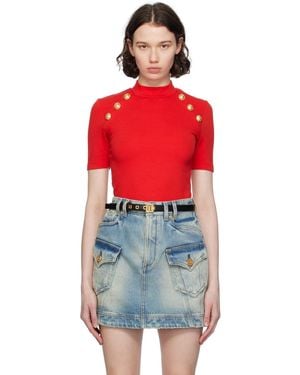 Balmain コインボタン Tシャツ - レッド