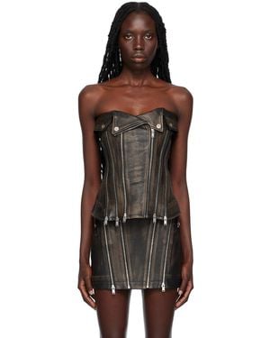 Dion Lee Black Zip Leather Tank Top