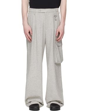Reese Cooper Wool Herringbone Pleated Cargo Trousers - White