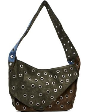 SC103 Khaki & Record Messenger Bag - Black
