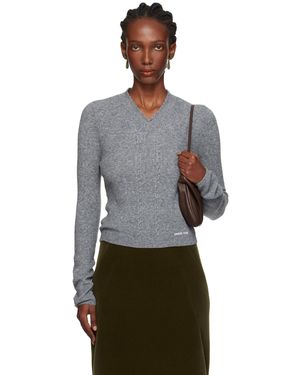 ShuShu/Tong Lace-Trimmed V-Neck Knit Jumper - Black