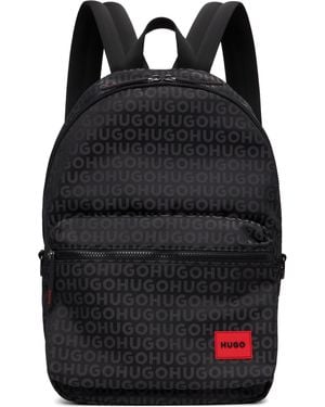 HUGO ブラック ロゴパッチ バックパック