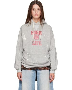 R13 'High On Life' Oversized Hoodie - Gray
