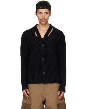 Simone Rocha Cable Knit Slash Cardigan - Black