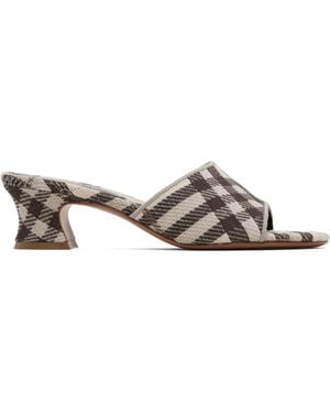 Burberry Check Sloane Mule Heeled Sandals - Black