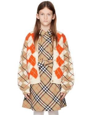 Burberry キッズ｜オレンジ アーガイル ウール カーディガン