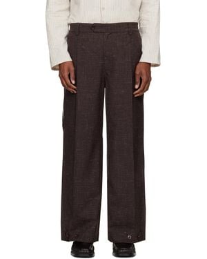NULLUS Layered Folded Pants - Brown