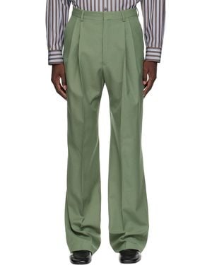 Dries Van Noten Straight-Leg Wool Pants - Green