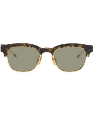 Thom Browne Acetate & Titanium Oval Sunglasses - Brown