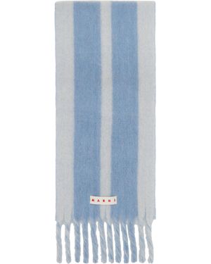 Marni Striped Alpaca Scarf - Blue