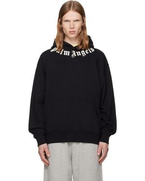 Palm Angels Pull À Capuche Noir À Logo