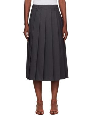 DUNST Pleats Midi Skirt - Black
