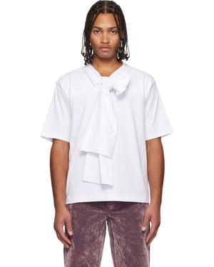 Dries Van Noten Bow Neck Cotton T-Shirt - White