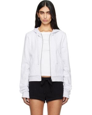 Entire studios Lightweight Cropped Zip Up Hoodie - White