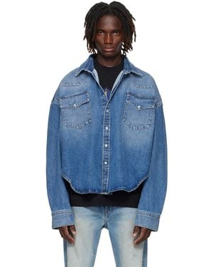 Vetements Boxy Cropped Denim Shirt - Blue