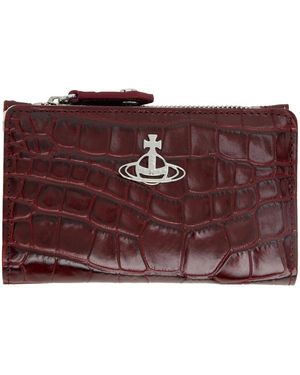 Vivienne Westwood Burgundy Crocodile Slim Card Holder - Multicolour