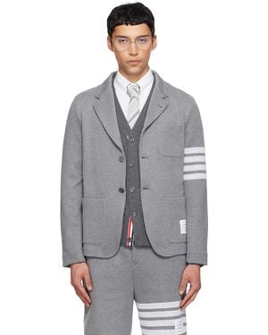 Thom Browne Double Face Knit 4-Bar Sack Blazer - Grey