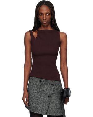 Courreges Burgundy Oblique 90's Rib Tank Top - Red