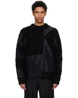 Sacai Pull Noir En Tricot Édition A.P.C