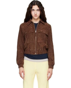Mackage Senka-Su Patch Pocket Suede Jacket - Brown