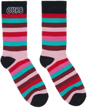 Lanvin 'Curb' Striped Cotton Socks - Red