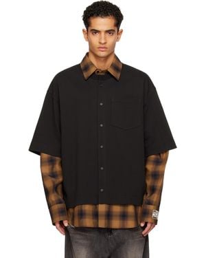 we11done Flannel Check Layered Shirt - Black