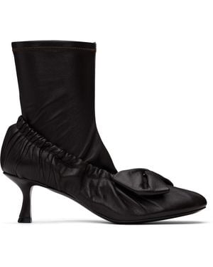 Acne Studios Leather Bow Ankle Boots - Black