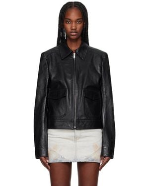 MM6 by Maison Martin Margiela ブラック Light スポーツ レザージャケット