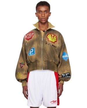 Mowalola Denim Crash Printed Bomber Jacket - Natural