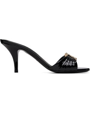 Ferragamo Gancini Ornament Slide Heeled Sandals - Black