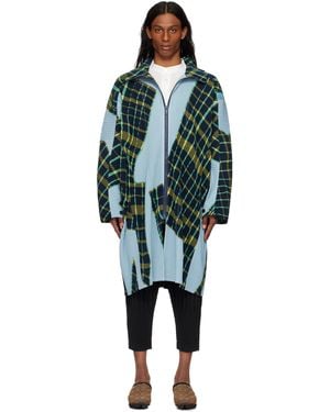 Homme Plissé Issey Miyake Windswept Plaid Coat - Black
