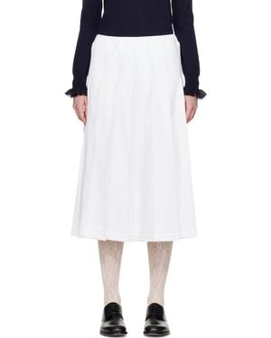 Comme des Garçons ホワイト プリーツ ミディアムスカート - ブラック