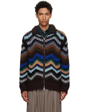 Sacai Mix Crochet Knit Blouson Jacket - Black
