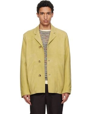 Paul Smith Tan Nubuck Leather Jacket - Yellow