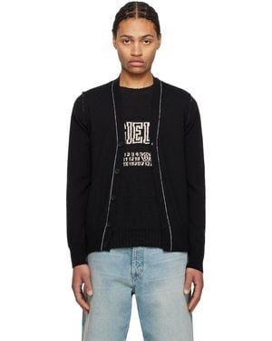 MM6 by Maison Martin Margiela ブラック エクスポーズドシーム ウール カーディガン
