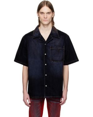 Cout de la Liberte ネイビー Robbie Stretch Suede デニムシャツ - ブルー