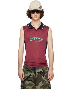 Martine Rose Burgundy Shrunken Stretch Football Polo - Red