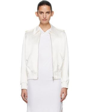 AARON ESH Off- Satin Blouson Flight Jacket - White