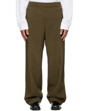 WOOYOUNGMI Khaki Twill Elasticized Waist Trousers - Green